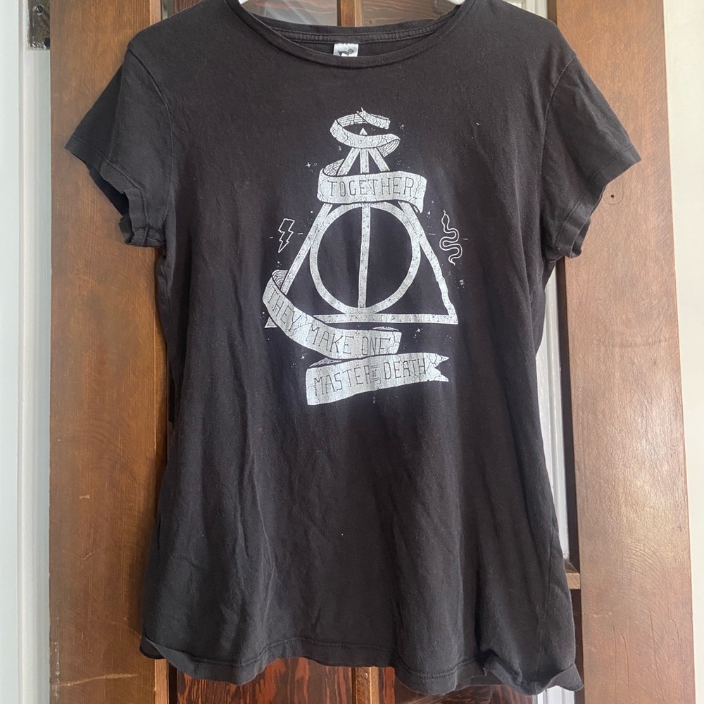 Harry Potter Deathly Hallows Black T Shirt - Size Large
